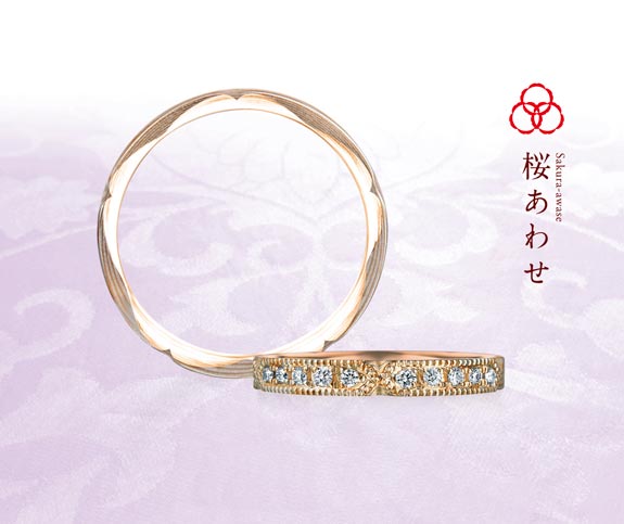 Mokume Gane Japanese Wedding Bands Sakura-Awase