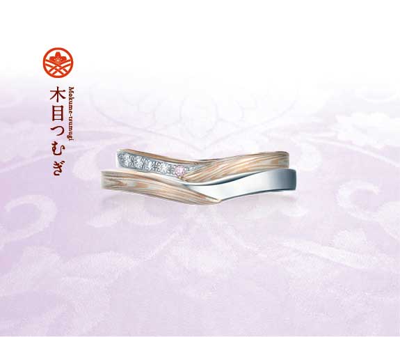 Mokume Gane Japanese Wedding Bands Sakura-Awase