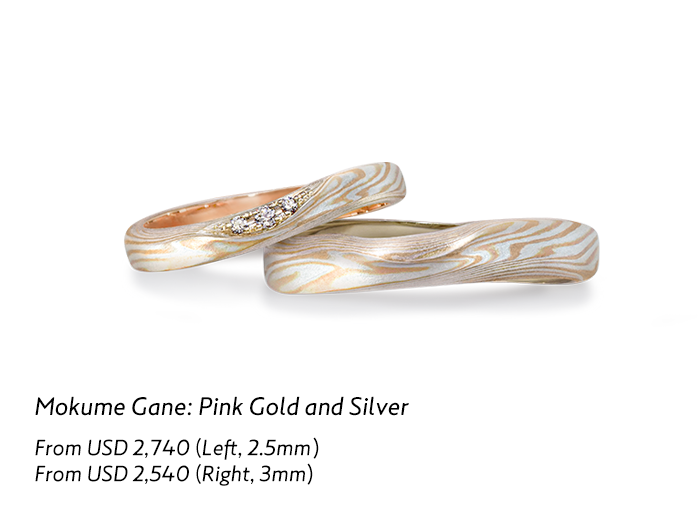 Mokume Gane Koi-Kaze 恋風　Mokume Gane: Pink Gold and Silver