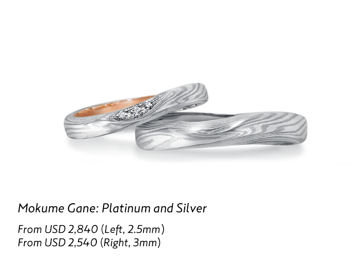 Mokume Gane Koi-Kaze 恋風 　Mokume Gane: Platinum and Silver